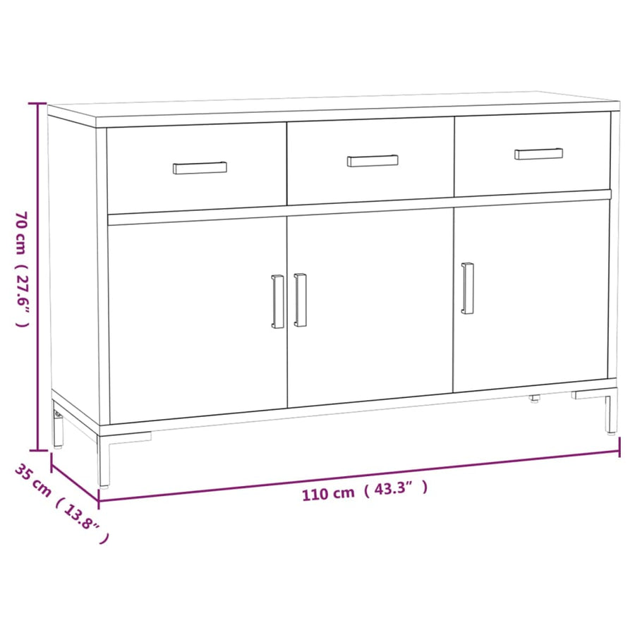 Dressoir 110x35x70 cm massief grenenhout bruin