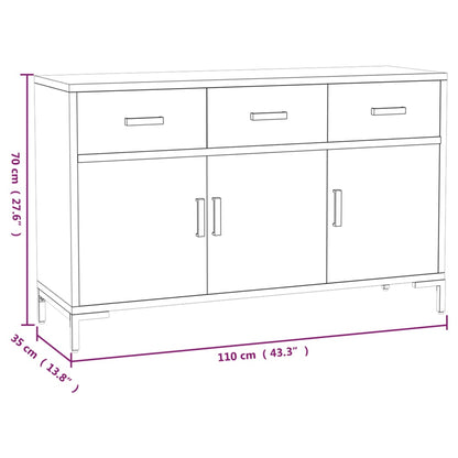 Dressoir 110X35X70 Cm Massief Grenenhout Zwart