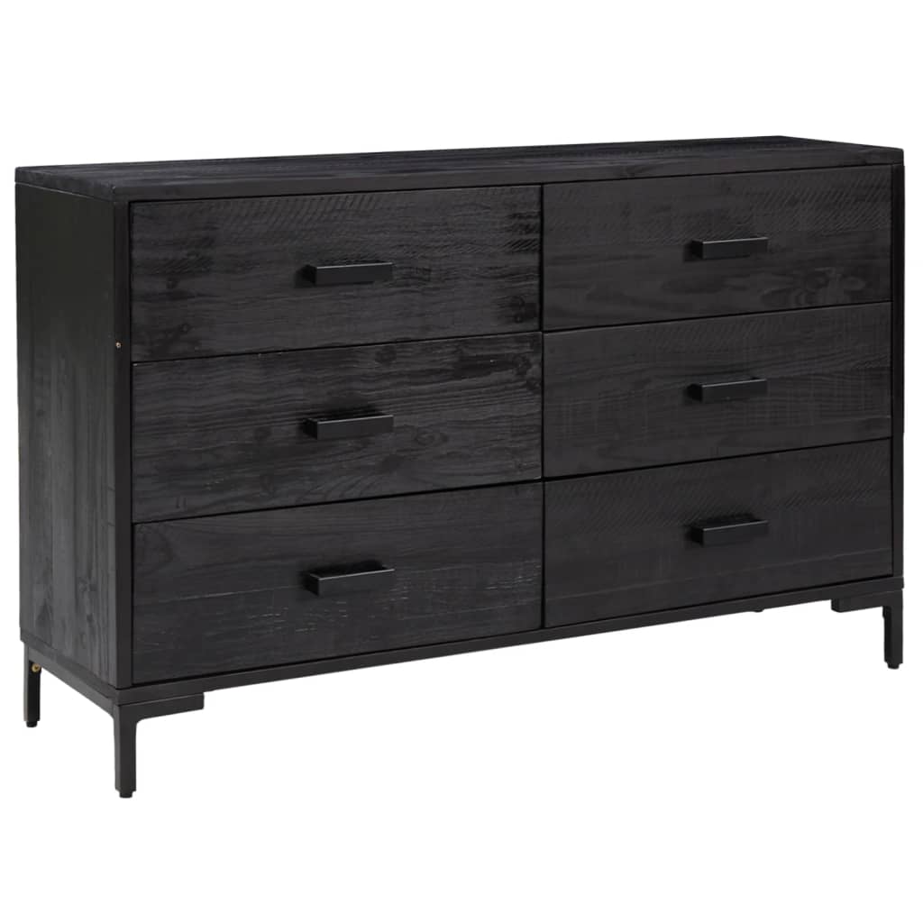 Dressoir 110X35X70 Cm Massief Grenenhout Zwart