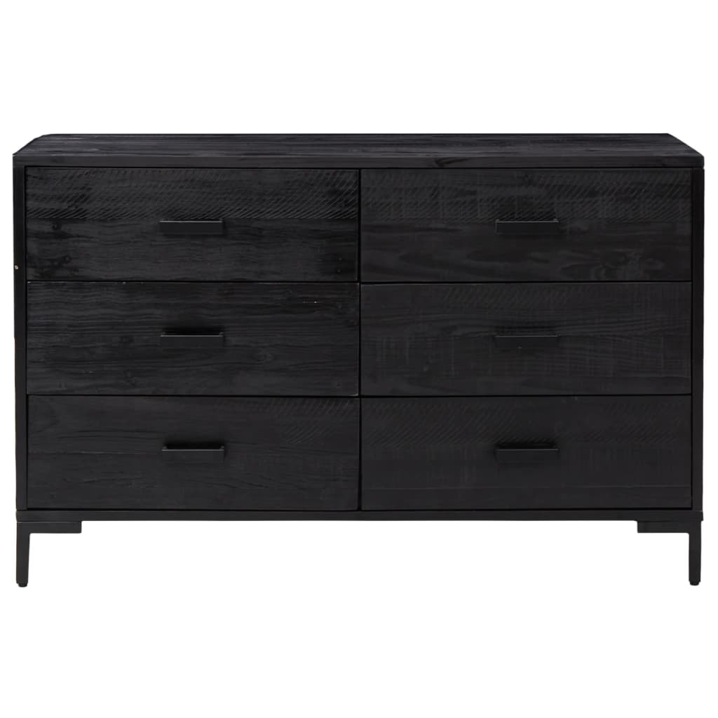 Dressoir 110X35X70 Cm Massief Grenenhout Zwart