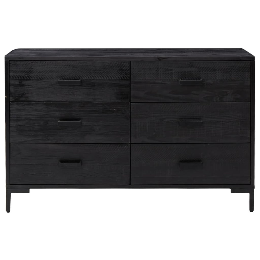 Dressoir 110X35X70 Cm Massief Grenenhout Zwart