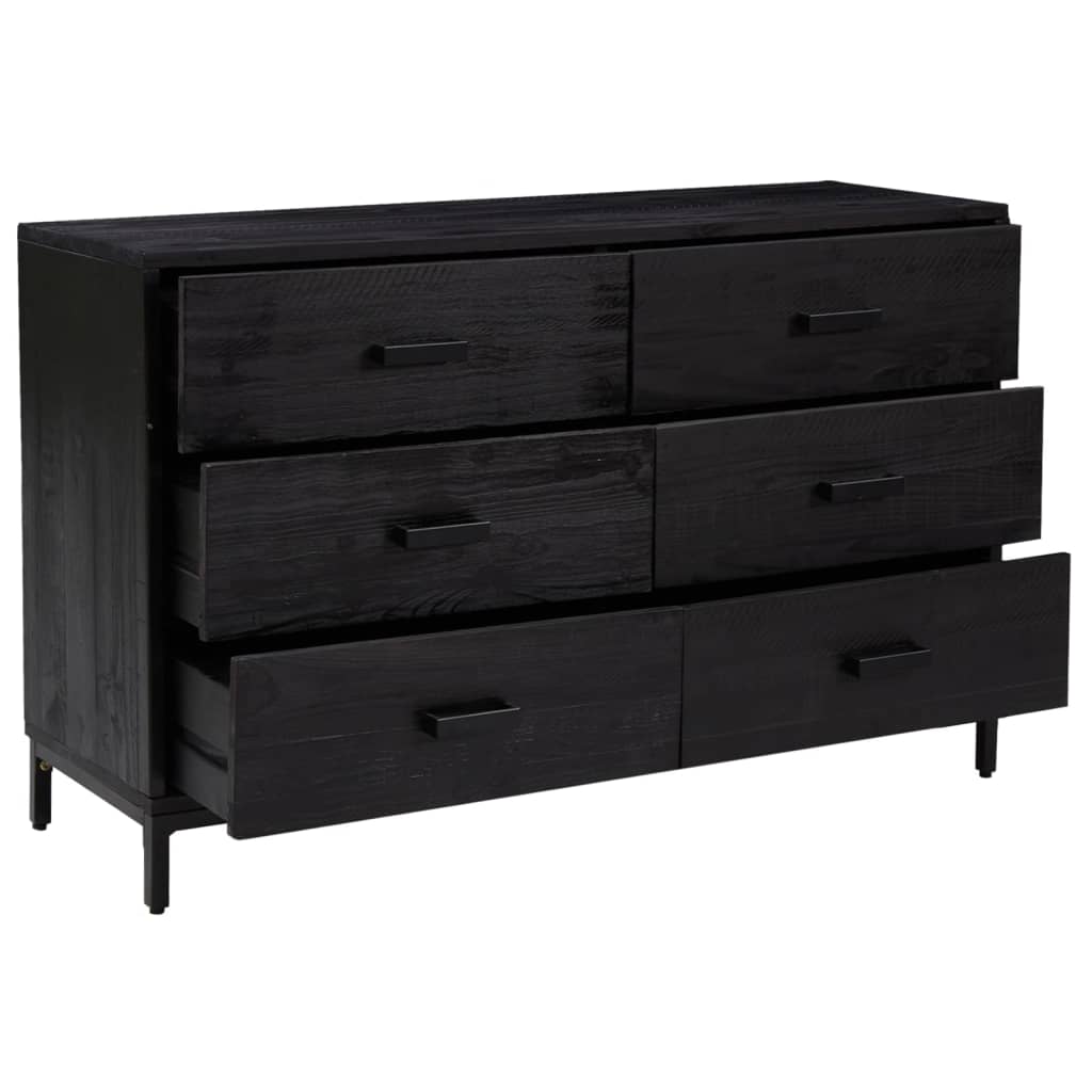 Dressoir 110X35X70 Cm Massief Grenenhout Zwart