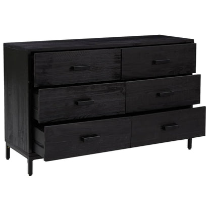 Dressoir 110X35X70 Cm Massief Grenenhout Zwart