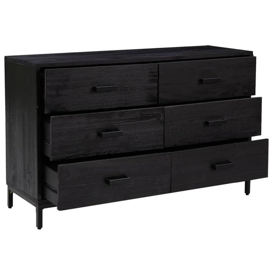 Dressoir 110X35X70 Cm Massief Grenenhout Zwart