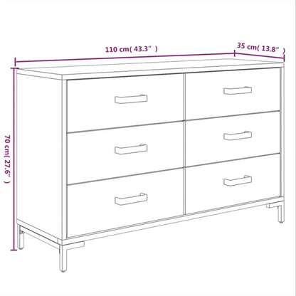 Dressoir 110X35X70 Cm Massief Grenenhout Zwart