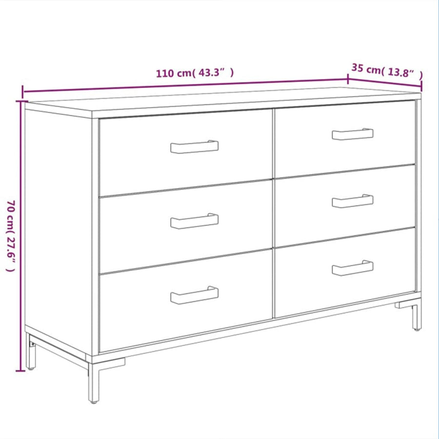 Dressoir 110X35X70 Cm Massief Grenenhout Zwart