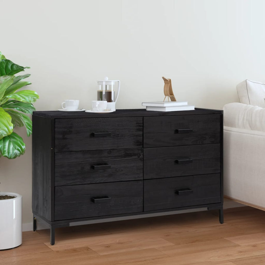 Dressoir 110X35X70 Cm Massief Grenenhout Zwart