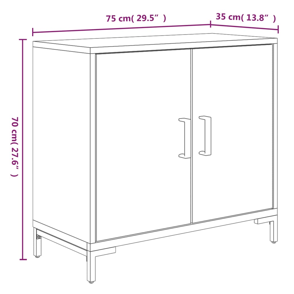 Dressoir 75X35X70 Cm Massief Grenenhout Bruin
