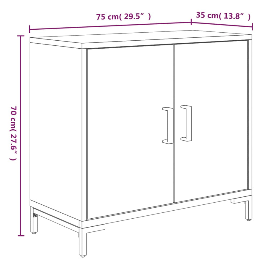 Dressoir 75X35X70 Cm Massief Grenenhout Bruin
