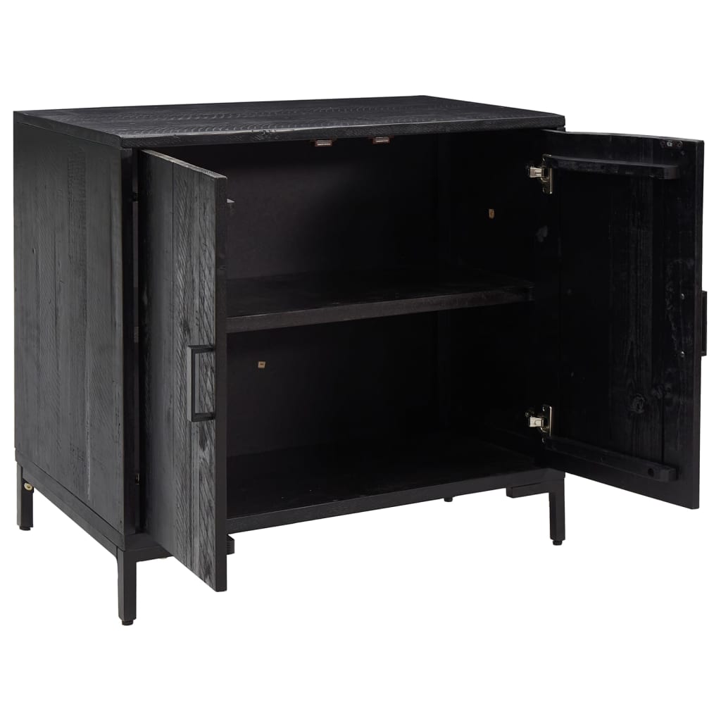 Dressoir 75X35X70 Cm Massief Grenenhout Zwart