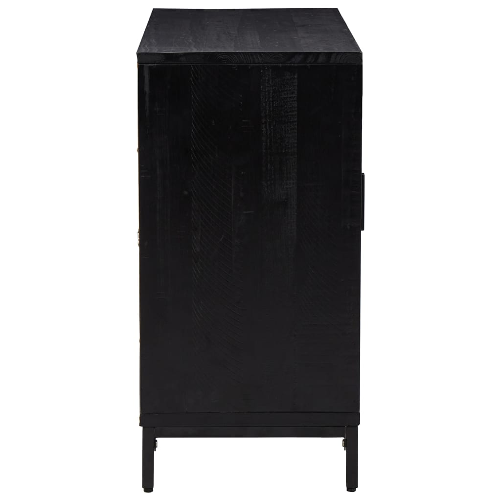 Dressoir 75X35X70 Cm Massief Grenenhout Zwart