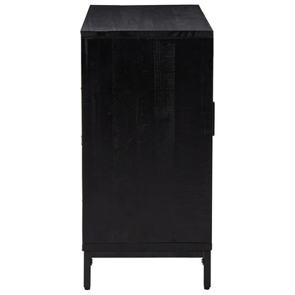 Dressoir 75X35X70 Cm Massief Grenenhout Zwart