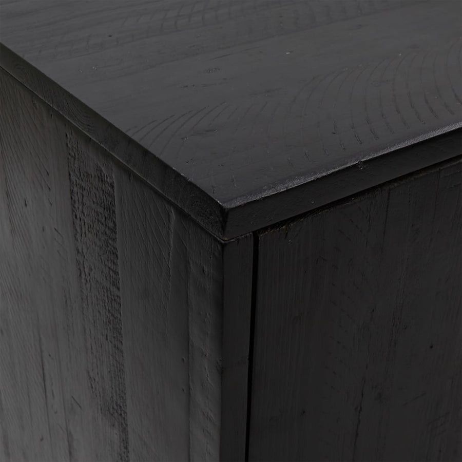 Dressoir 75X35X70 Cm Massief Grenenhout Zwart