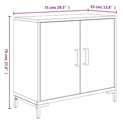 Dressoir 75X35X70 Cm Massief Grenenhout Zwart