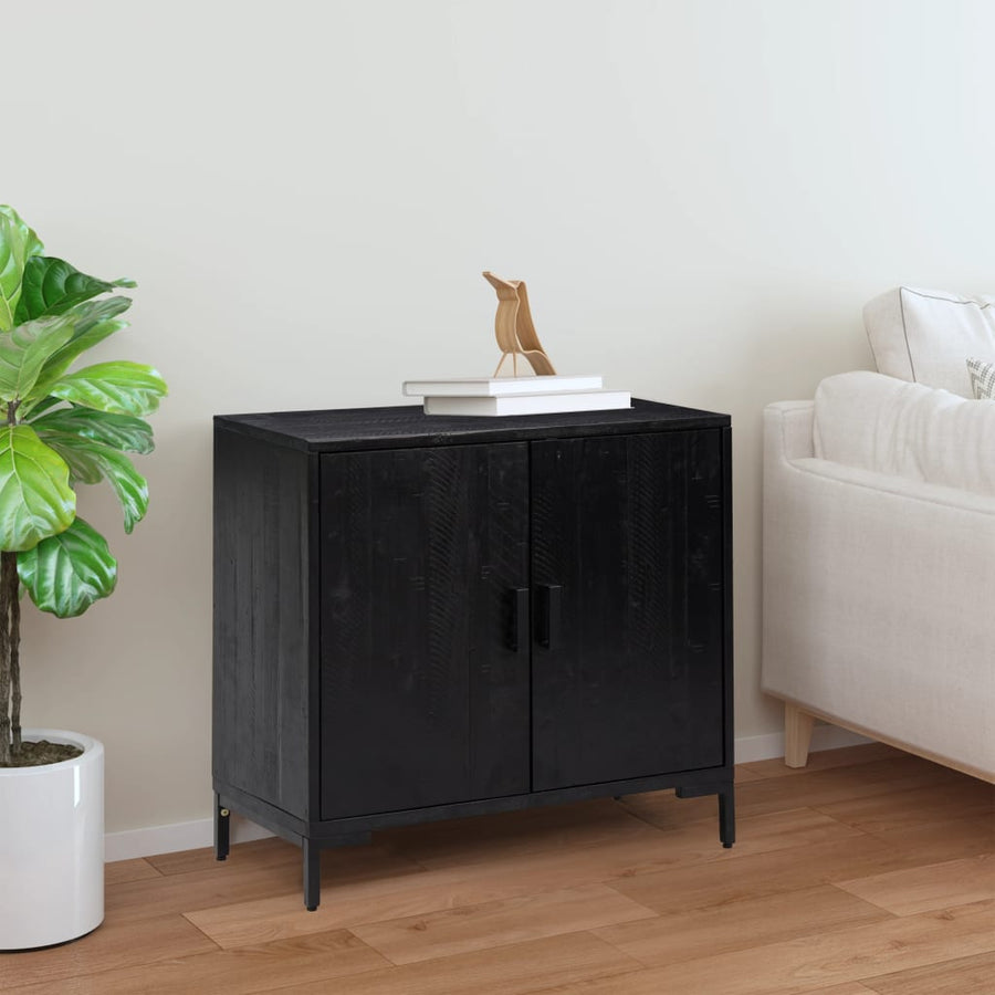 Dressoir 75X35X70 Cm Massief Grenenhout Zwart