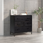 Chest of drawers 75x35x70 cm solid pine black