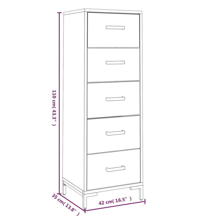 Ladekast 42X35X110 Cm Massief Grenenhout