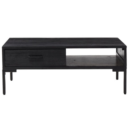 Salontafel 90X50X35 Cm Massief Grenenhout Zwart
