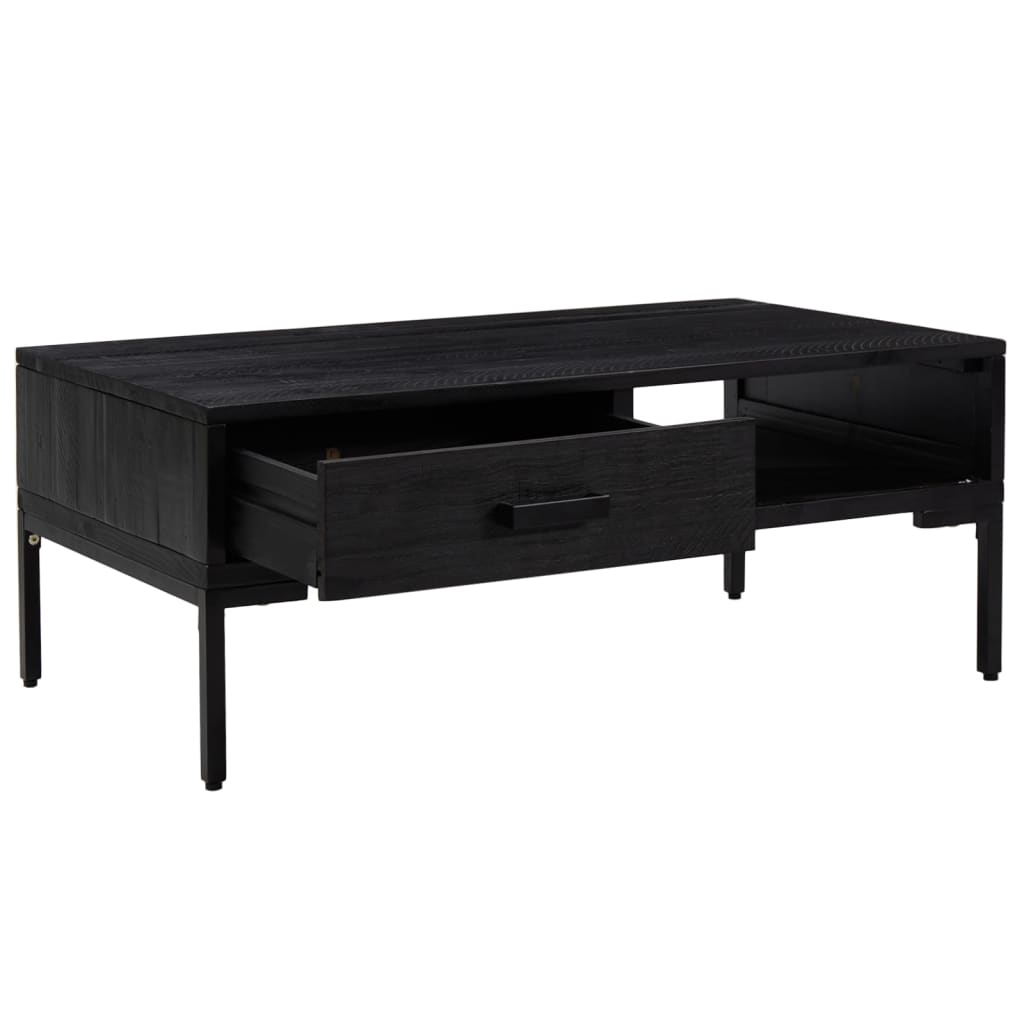 Salontafel 90X50X35 Cm Massief Grenenhout Zwart