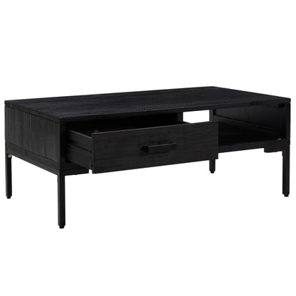 Salontafel 90X50X35 Cm Massief Grenenhout Zwart