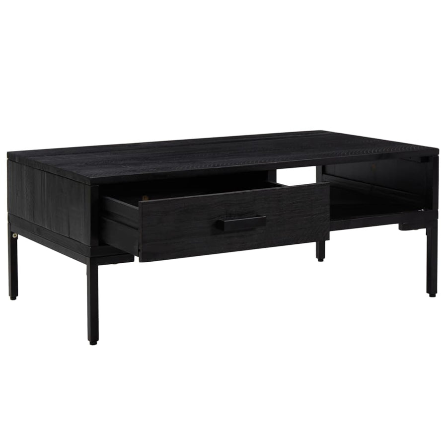 Salontafel 90X50X35 Cm Massief Grenenhout Zwart