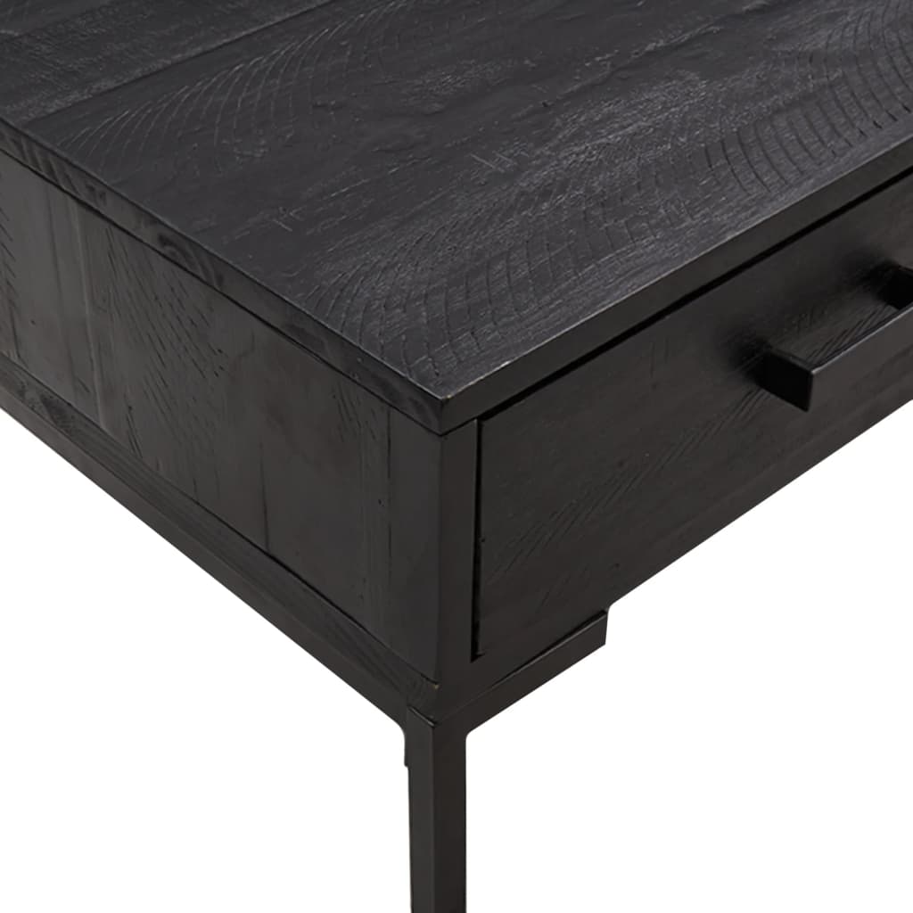 Salontafel 90X50X35 Cm Massief Grenenhout Zwart