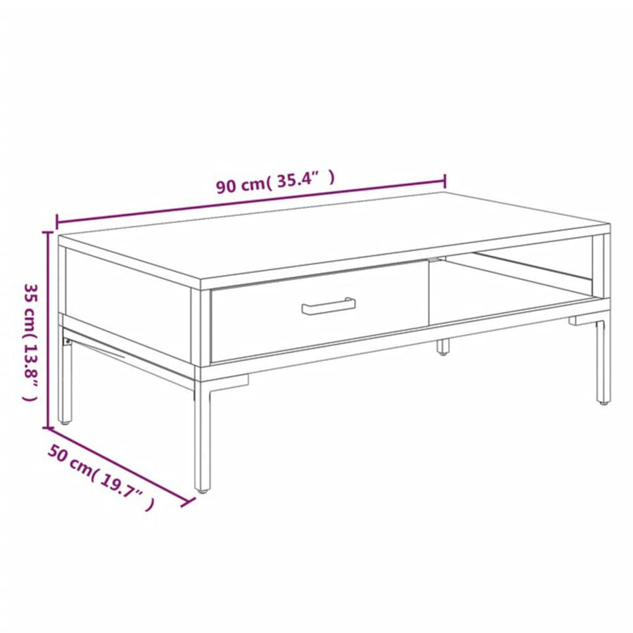 Salontafel 90X50X35 Cm Massief Grenenhout Zwart