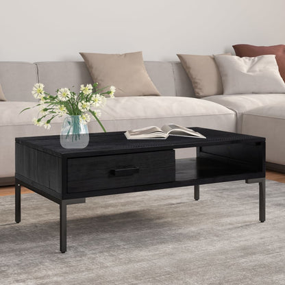 Salontafel 90X50X35 Cm Massief Grenenhout Zwart