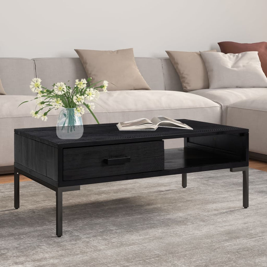 Salontafel 90X50X35 Cm Massief Grenenhout Zwart