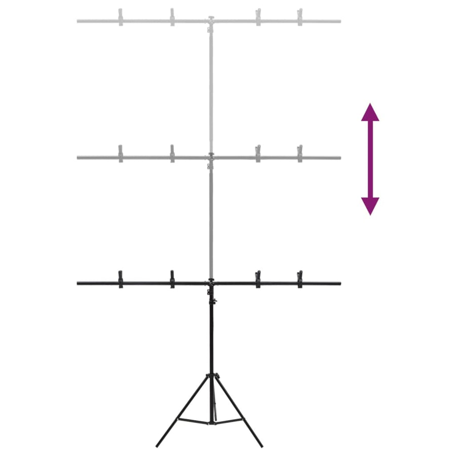 Achtergrondstandaard T-Vormig 151X60X(70-200) Cm Zwart 151 x 60 x 200 cm