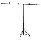 Achtergrondstandaard T-vormig 201x60x(70-200) cm zwart metaal