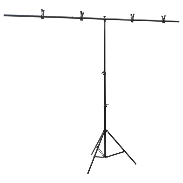 Achtergrondstandaard T-Vormig 201X60X(70-200) Cm Zwart 201 x 60 x 200 cm