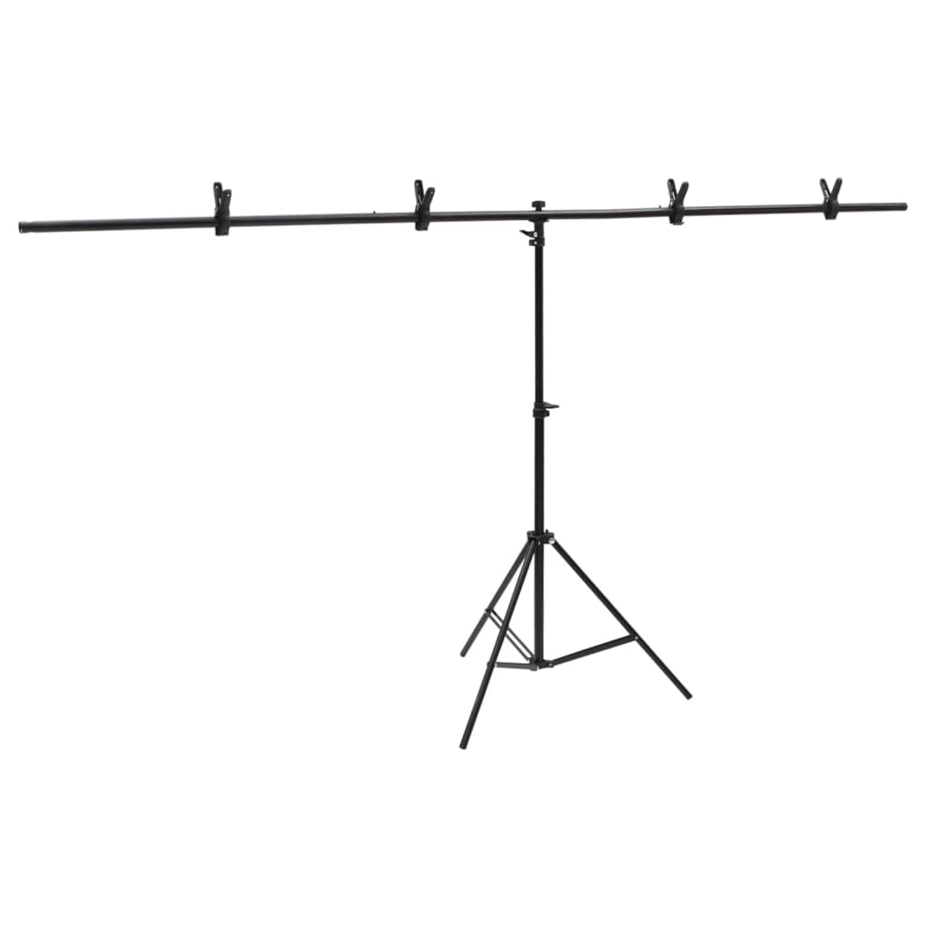 Achtergrondstandaard T-Vormig 201X60X(70-200) Cm Zwart 201 x 60 x 200 cm
