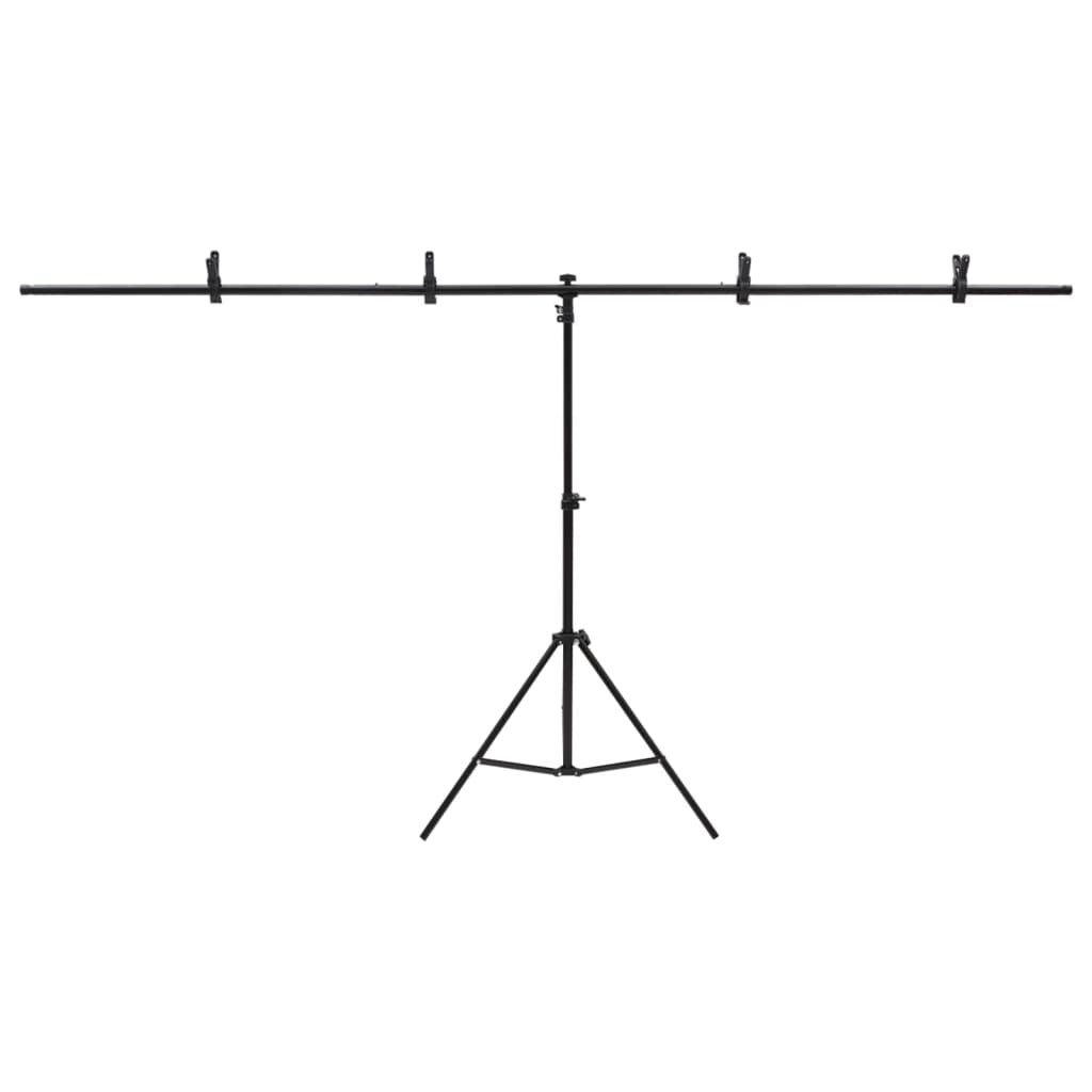 Achtergrondstandaard T-Vormig 201X60X(70-200) Cm Zwart 201 x 60 x 200 cm