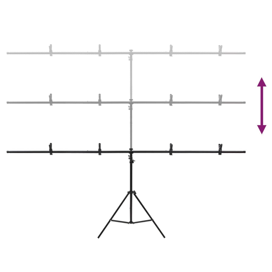 Achtergrondstandaard T-Vormig 201X60X(70-200) Cm Zwart 201 x 60 x 200 cm