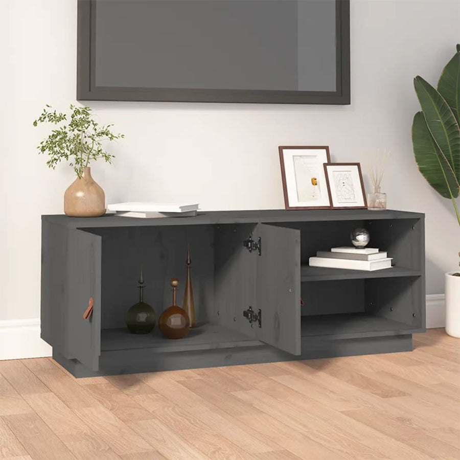 Tv-Meubel 05X34X40 Cm Massief Grenenhout Grijs