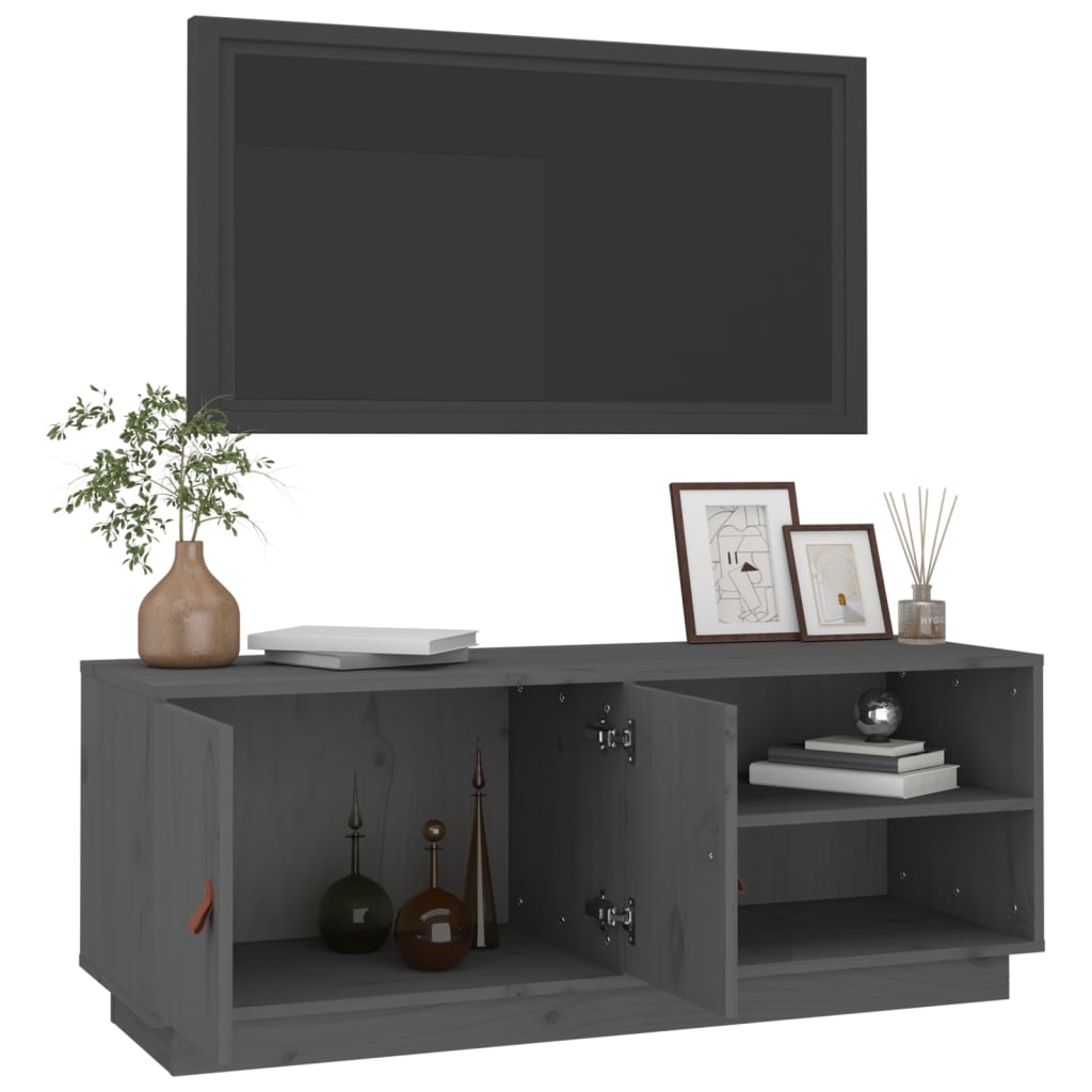 Tv-Meubel 05X34X40 Cm Massief Grenenhout Grijs