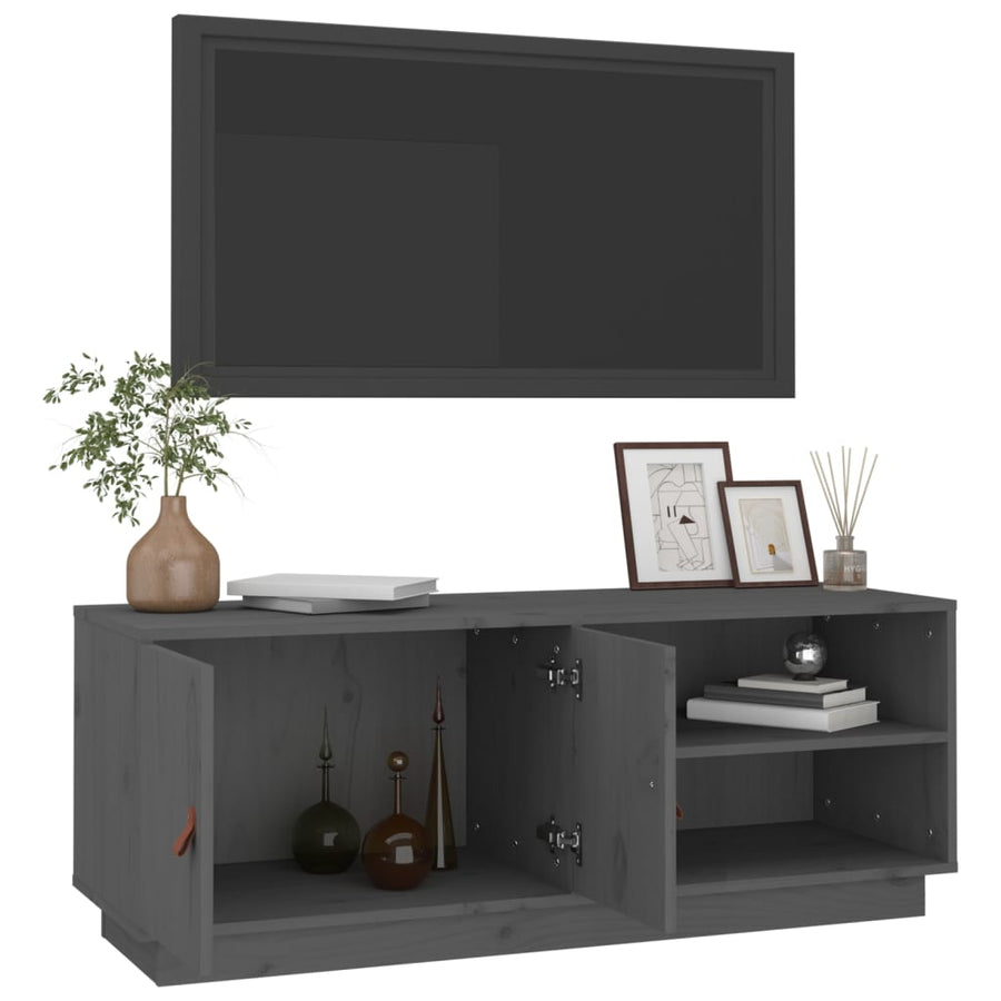 Tv-Meubel 05X34X40 Cm Massief Grenenhout Grijs