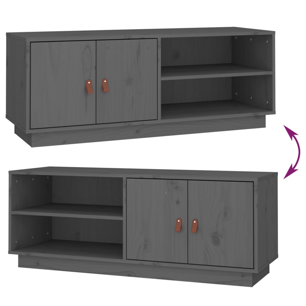 Tv-Meubel 05X34X40 Cm Massief Grenenhout Grijs
