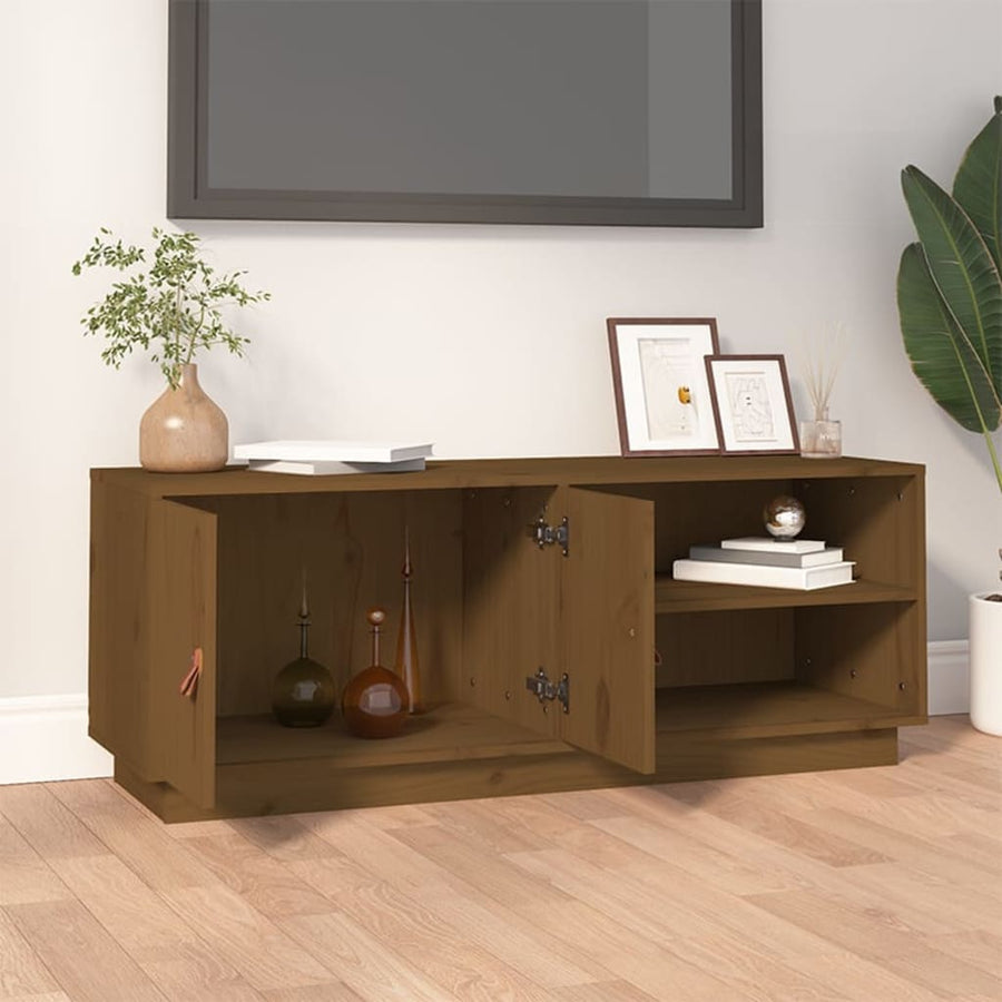 Tv-Meubel 05X34X40 Cm Massief Grenenhout Honingbruin