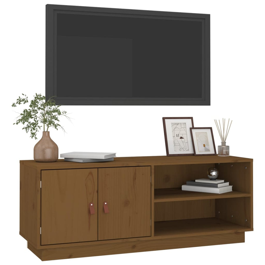 Tv-Meubel 05X34X40 Cm Massief Grenenhout Honingbruin