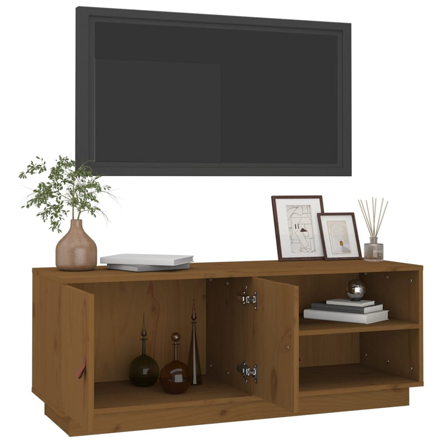 Tv-Meubel 05X34X40 Cm Massief Grenenhout Honingbruin