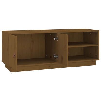 Tv-Meubel 05X34X40 Cm Massief Grenenhout Honingbruin