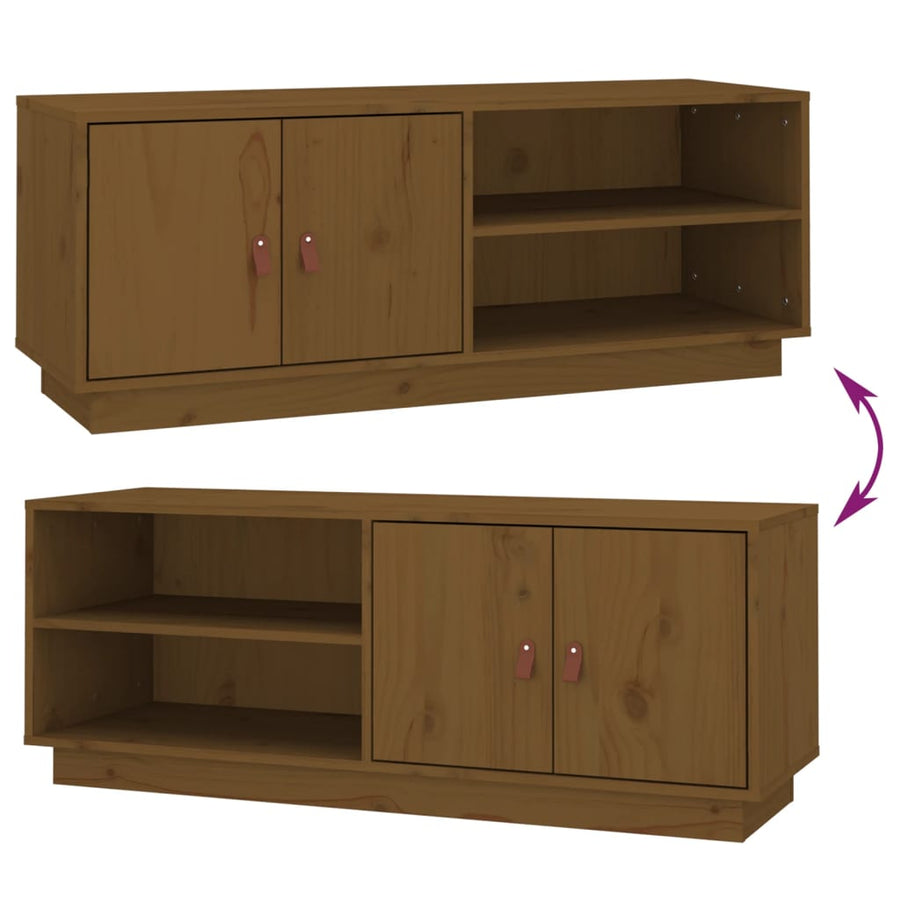 Tv-Meubel 05X34X40 Cm Massief Grenenhout Honingbruin