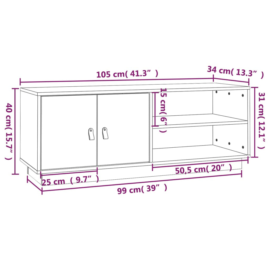 Tv-Meubel 05X34X40 Cm Massief Grenenhout Honingbruin