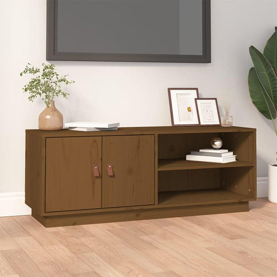 Tv-Meubel 05X34X40 Cm Massief Grenenhout Honingbruin