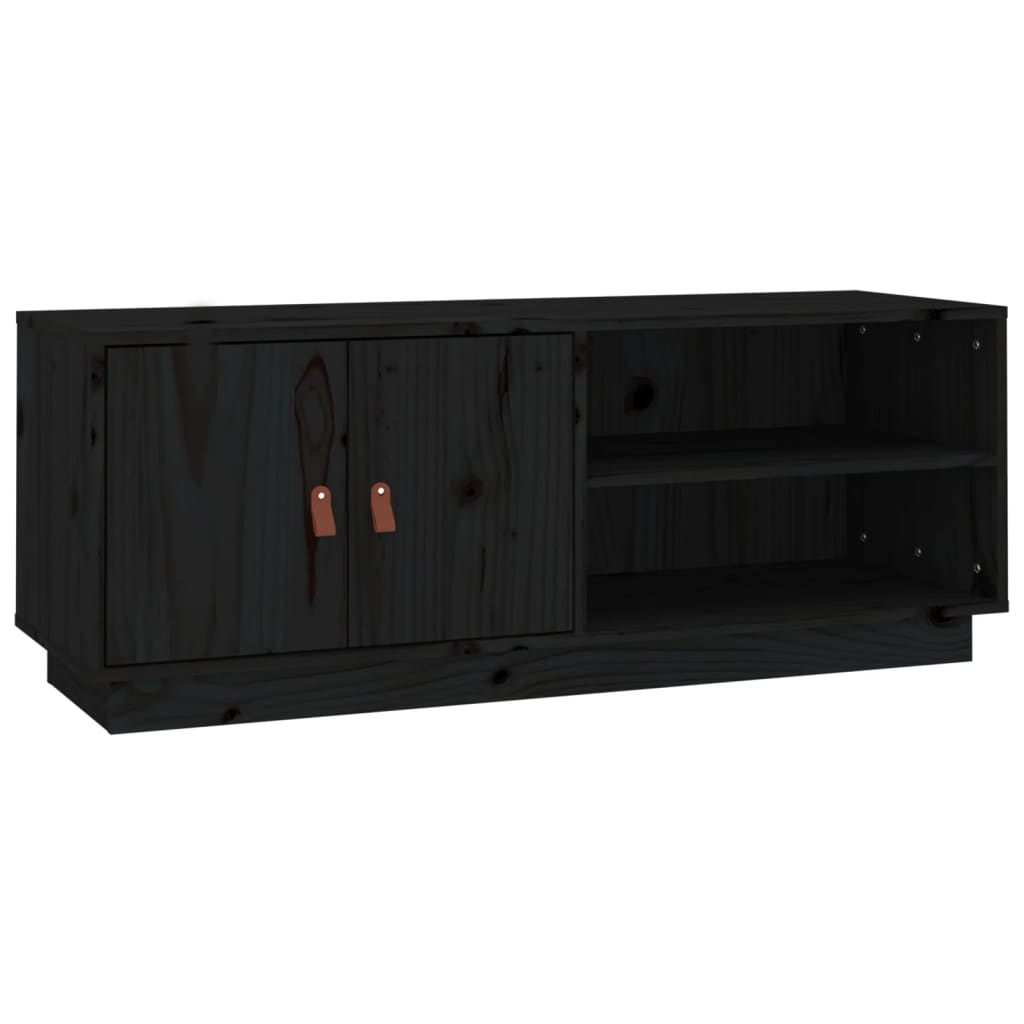 Tv-Meubel 05X34X40 Cm Massief Grenenhout Zwart
