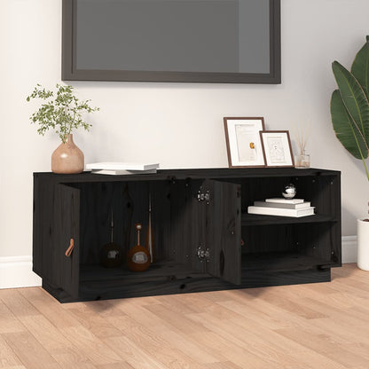 Tv-Meubel 05X34X40 Cm Massief Grenenhout Zwart