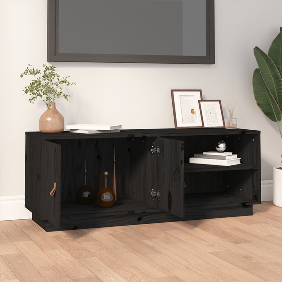Tv-Meubel 05X34X40 Cm Massief Grenenhout Zwart