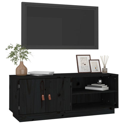 Tv-Meubel 05X34X40 Cm Massief Grenenhout Zwart